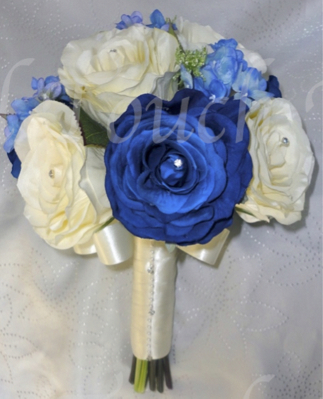 Royal Blue/Midnight & Ivory Bridesmaid Bouquet 